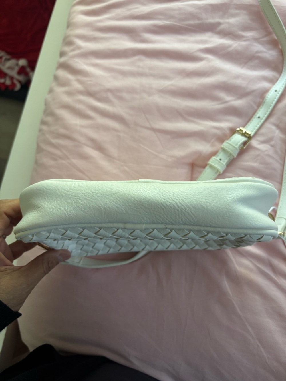 Mali + Lili Cream Woven Crossbody Bag with Adjustable Strap - Picture 9 of 11